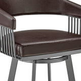 29" Chocolate And Gray Iron Swivel Low Back Bar Height Bar Chair - Homeroots - Flyclothing LLC