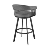 25" Gray And Black Iron Swivel Low Back Counter Height Bar Chair - Homeroots - Flyclothing LLC
