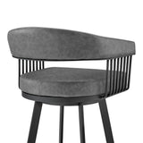 25" Gray And Black Iron Swivel Low Back Counter Height Bar Chair - Homeroots - Flyclothing LLC