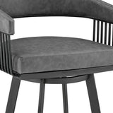 25" Gray And Black Iron Swivel Low Back Counter Height Bar Chair - Homeroots - Flyclothing LLC