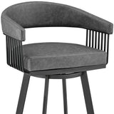 25" Gray And Black Iron Swivel Low Back Counter Height Bar Chair - Homeroots - Flyclothing LLC