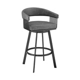 29" Gray And Black Iron Swivel Low Back Bar Height Bar Chair - Homeroots