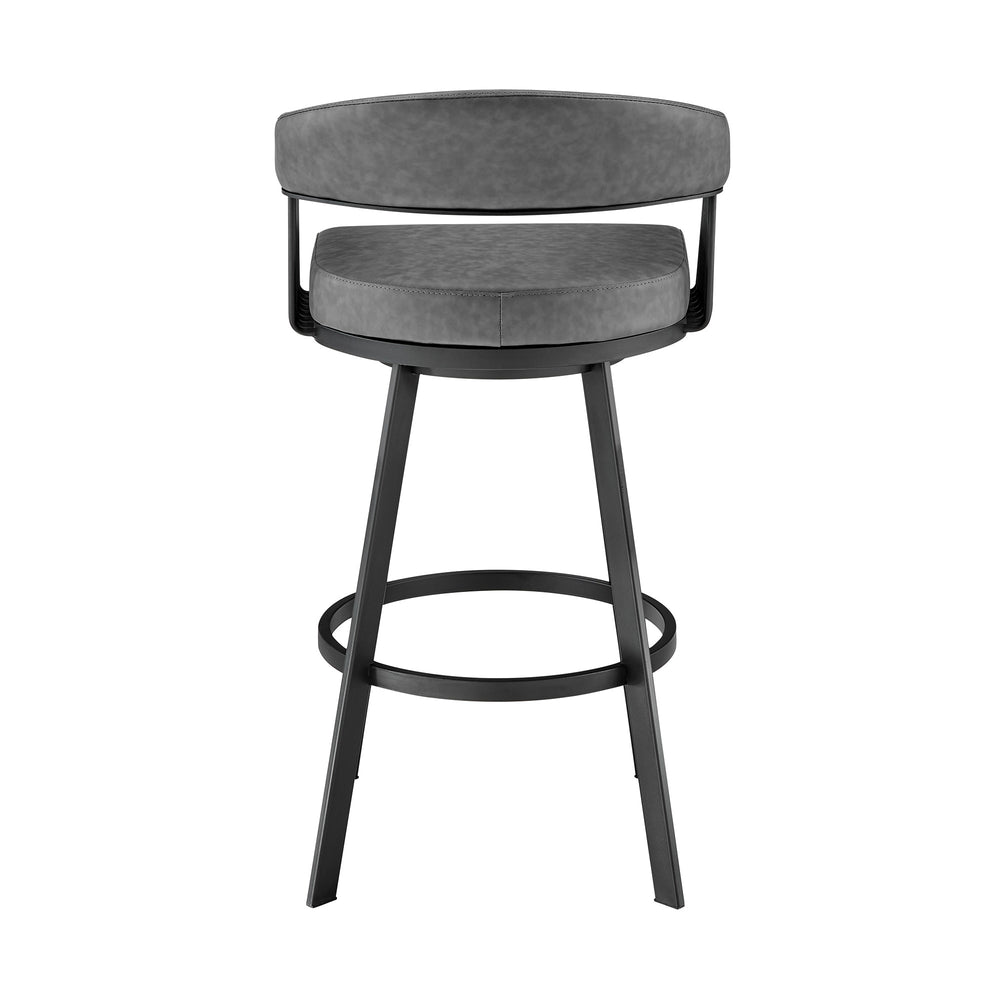 29" Gray And Black Iron Swivel Low Back Bar Height Bar Chair - Homeroots - Flyclothing LLC