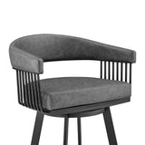 29" Gray And Black Iron Swivel Low Back Bar Height Bar Chair - Homeroots - Flyclothing LLC