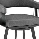 29" Gray And Black Iron Swivel Low Back Bar Height Bar Chair - Homeroots - Flyclothing LLC