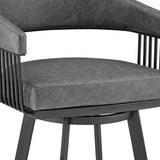 29" Gray And Black Iron Swivel Low Back Bar Height Bar Chair - Homeroots - Flyclothing LLC
