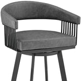 29" Gray And Black Iron Swivel Low Back Bar Height Bar Chair - Homeroots - Flyclothing LLC