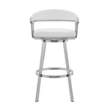 25" White And Silver Iron Swivel Low Back Counter Height Bar Chair - Homeroots - Flyclothing LLC