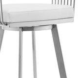29" White And Silver Iron Swivel Low Back Bar Height Bar Chair - Homeroots - Flyclothing LLC