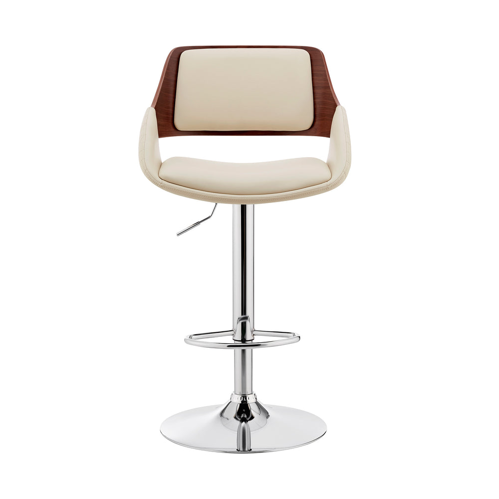 25" Cream And Silver Iron Swivel Low Back Adjustable Height Bar Chair - Homeroots - Flyclothing LLC