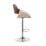 25" Cream And Silver Iron Swivel Low Back Adjustable Height Bar Chair - Homeroots