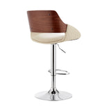25" Cream And Silver Iron Swivel Low Back Adjustable Height Bar Chair - Homeroots - Flyclothing LLC
