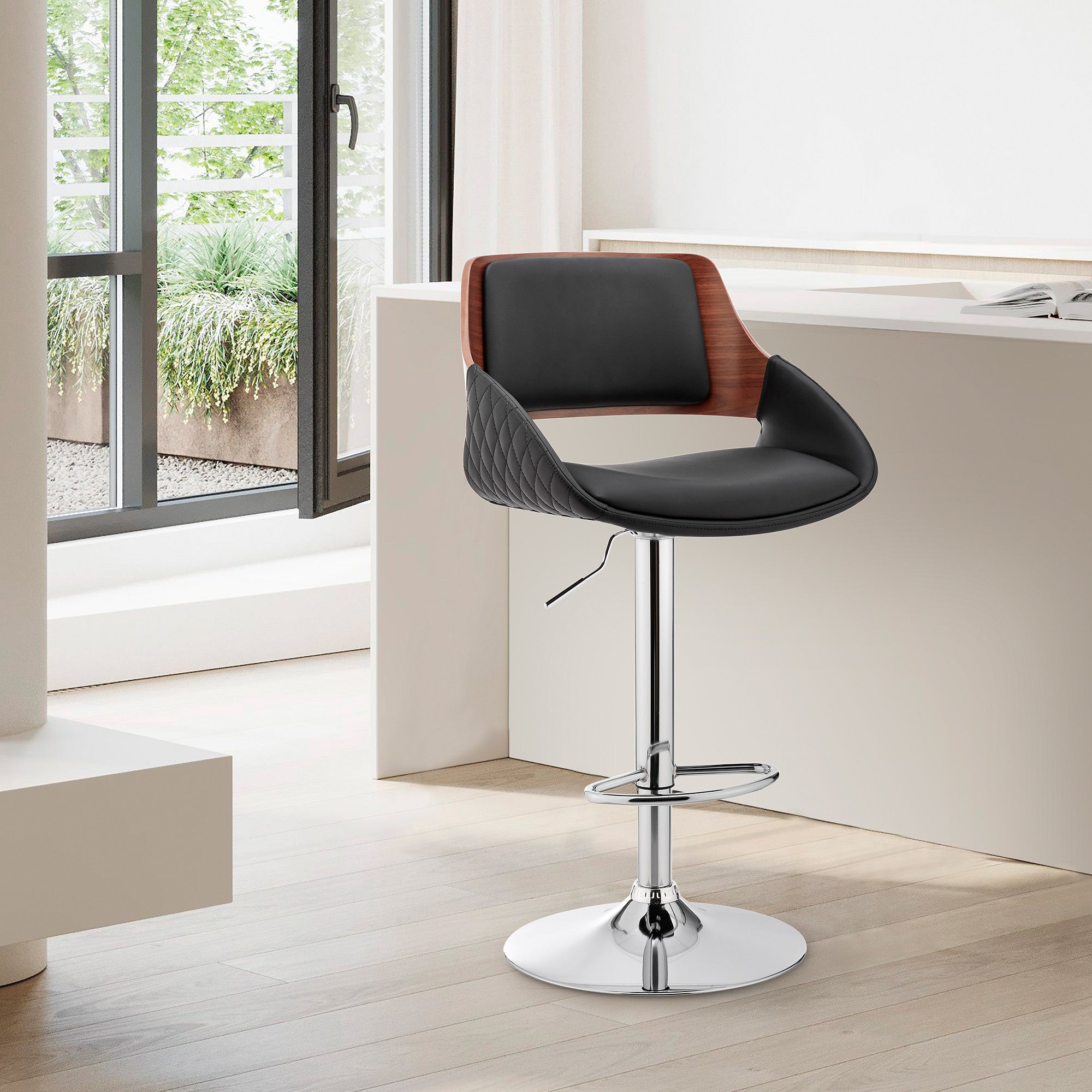 25" Black And Silver Iron Swivel Low Back Adjustable Height Bar Chair - Homeroots - Flyclothing LLC