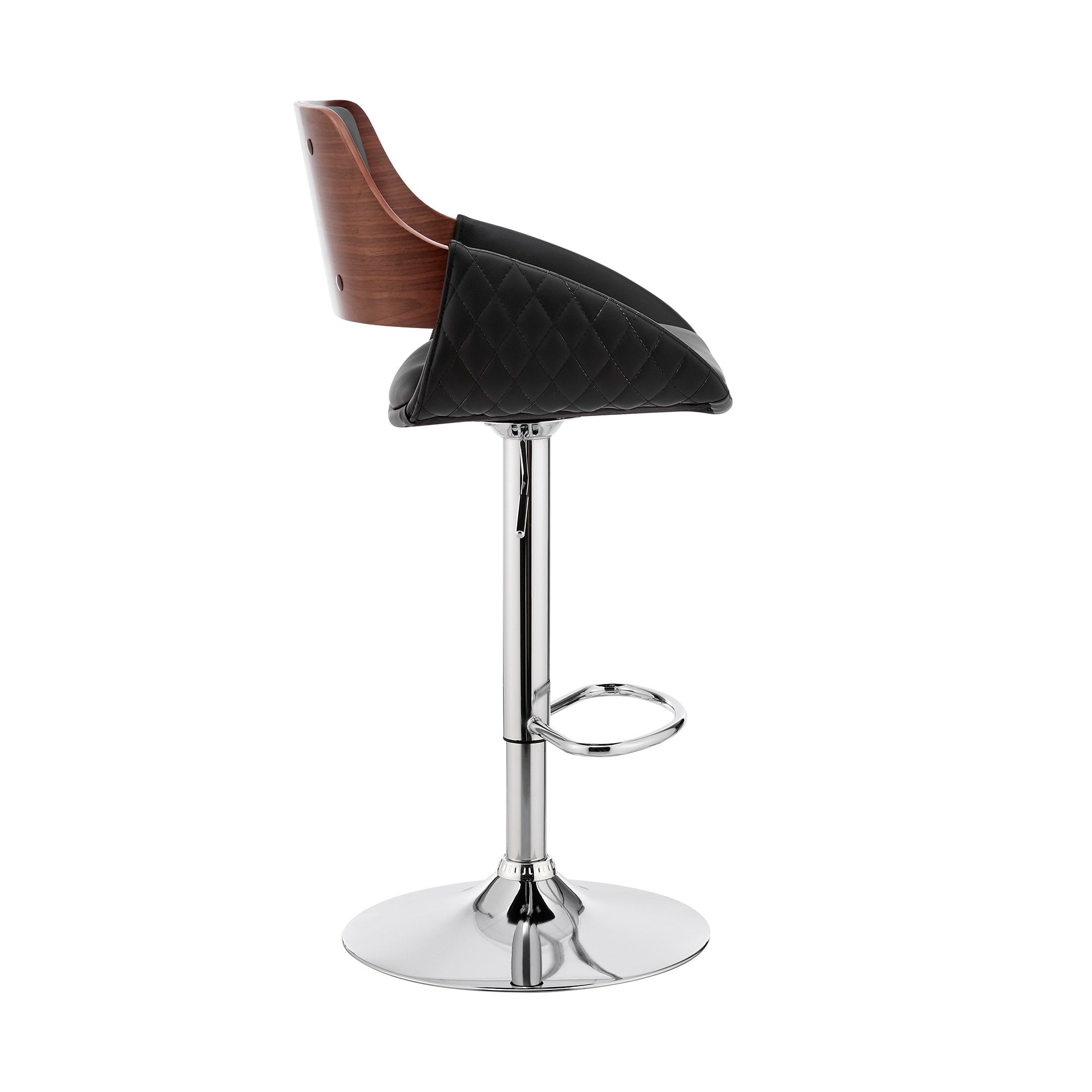 25" Black And Silver Iron Swivel Low Back Adjustable Height Bar Chair - Homeroots - Flyclothing LLC