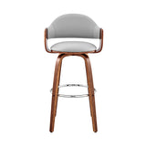 26" Gray And Brown Swivel Low Back Counter Height Bar Chair - Homeroots