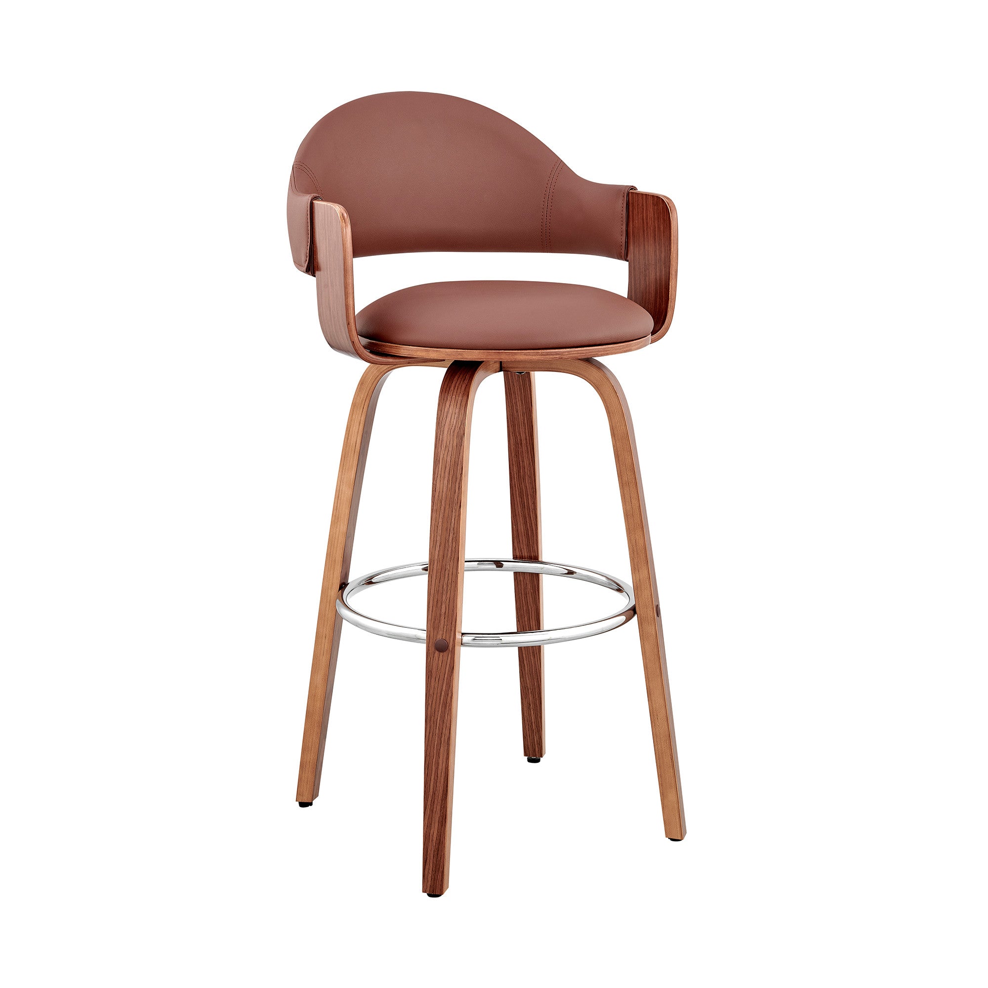 26" Brown Swivel Low Back Counter Height Bar Chair - Homeroots - Flyclothing LLC