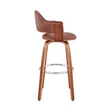 26" Brown Swivel Low Back Counter Height Bar Chair - Homeroots