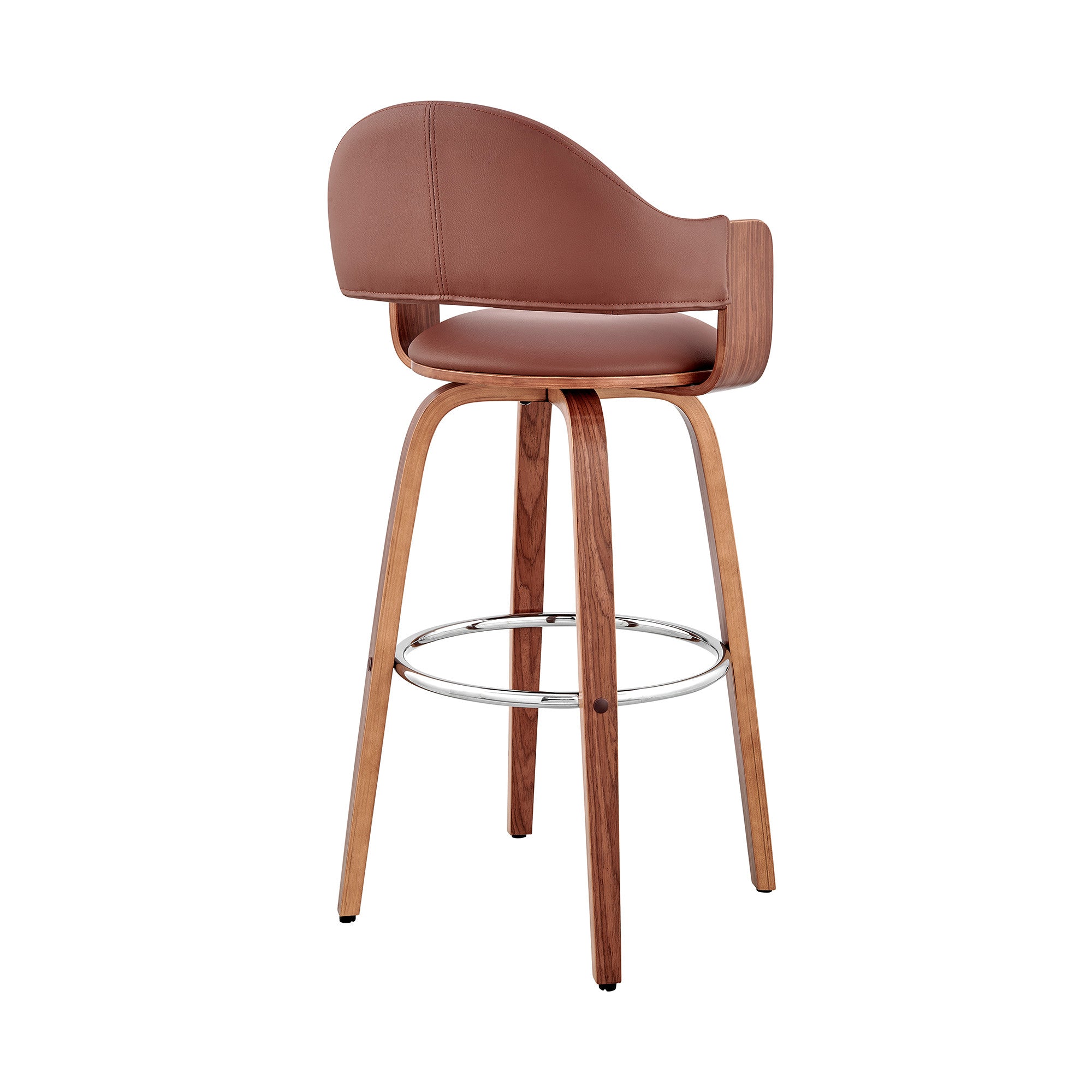 26" Brown Swivel Low Back Counter Height Bar Chair - Homeroots - Flyclothing LLC