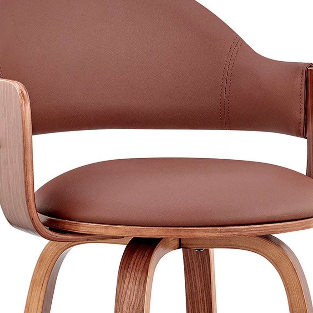 26" Brown Swivel Low Back Counter Height Bar Chair - Homeroots - Flyclothing LLC