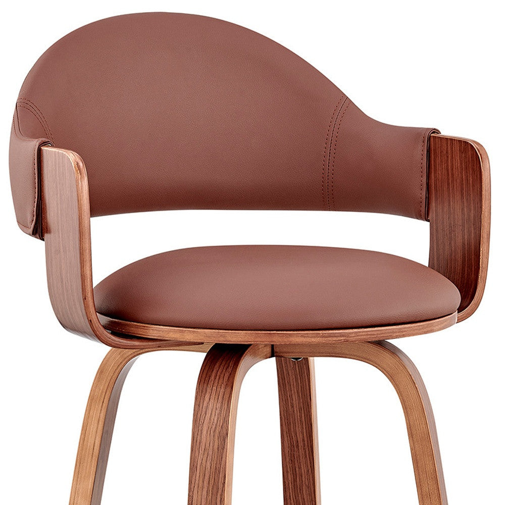 26" Brown Swivel Low Back Counter Height Bar Chair - Homeroots - Flyclothing LLC