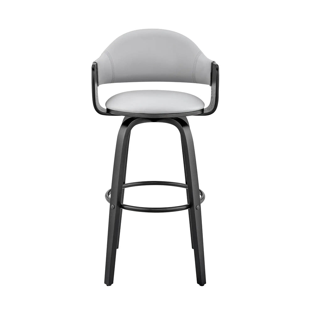 30" Gray And Black Iron Swivel Low Back Bar Height Bar Chair - Homeroots - Flyclothing LLC