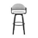 30" Gray And Black Iron Swivel Low Back Bar Height Bar Chair - Homeroots