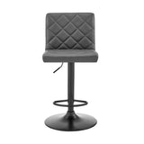 24" Gray And Black Iron Swivel Low Back Adjustable Height Bar Chair - Homeroots