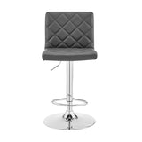 24" Gray And Silver Iron Swivel Low Back Adjustable Height Bar Chair - Homeroots - Flyclothing LLC