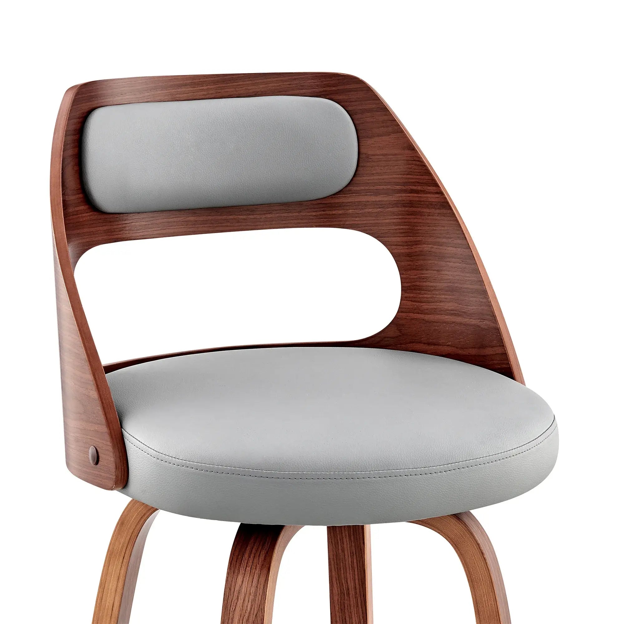 26" Gray And Brown Faux Leather Swivel Counter Height Bar Chair - Homeroots - Flyclothing LLC
