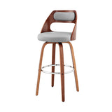 26" Gray And Brown Faux Leather Swivel Counter Height Bar Chair - Homeroots - Flyclothing LLC