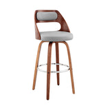 30" Gray And Brown Faux Leather Swivel Bar Height Bar Chair - Homeroots - Flyclothing LLC