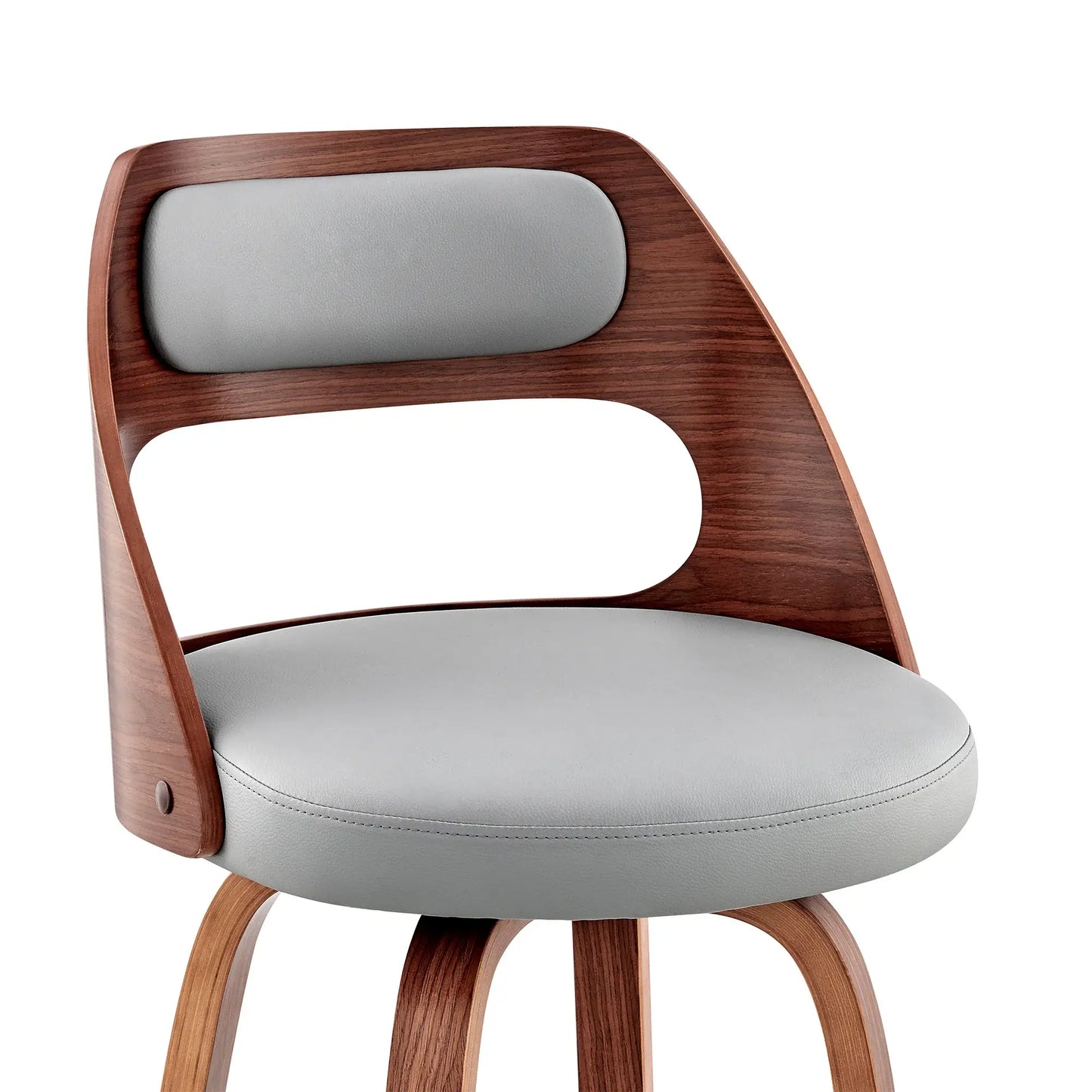 30" Gray And Brown Faux Leather Swivel Bar Height Bar Chair - Homeroots - Flyclothing LLC