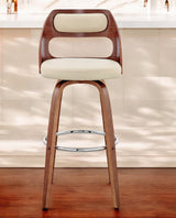 30" Cream And Brown Swivel Bar Chair - Homeroots - Flyclothing LLC