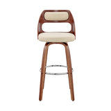 30" Cream And Brown Swivel Bar Chair - Homeroots