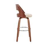 30" Cream And Brown Swivel Bar Chair - Homeroots