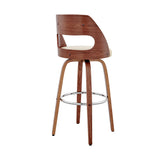 30" Cream And Brown Swivel Bar Chair - Homeroots