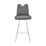 30" Gray And Silver Iron Bar Height Bar Chair - Homeroots