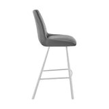 30" Gray And Silver Iron Bar Height Bar Chair - Homeroots