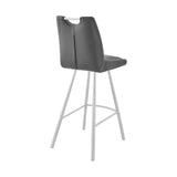 30" Gray And Silver Iron Bar Height Bar Chair - Homeroots