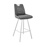 30" Gray And Silver Iron Bar Height Bar Chair - Homeroots