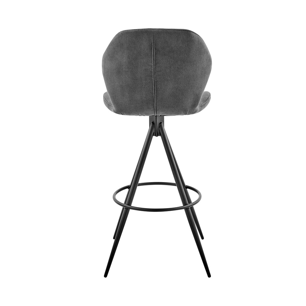 27" Charcoal And Black Iron Counter Height Bar Chair - Homeroots