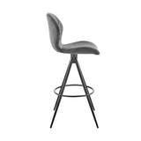 30" Charcoal And Black Iron Bar Height Bar Chair - Homeroots
