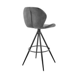 30" Charcoal And Black Iron Bar Height Bar Chair - Homeroots