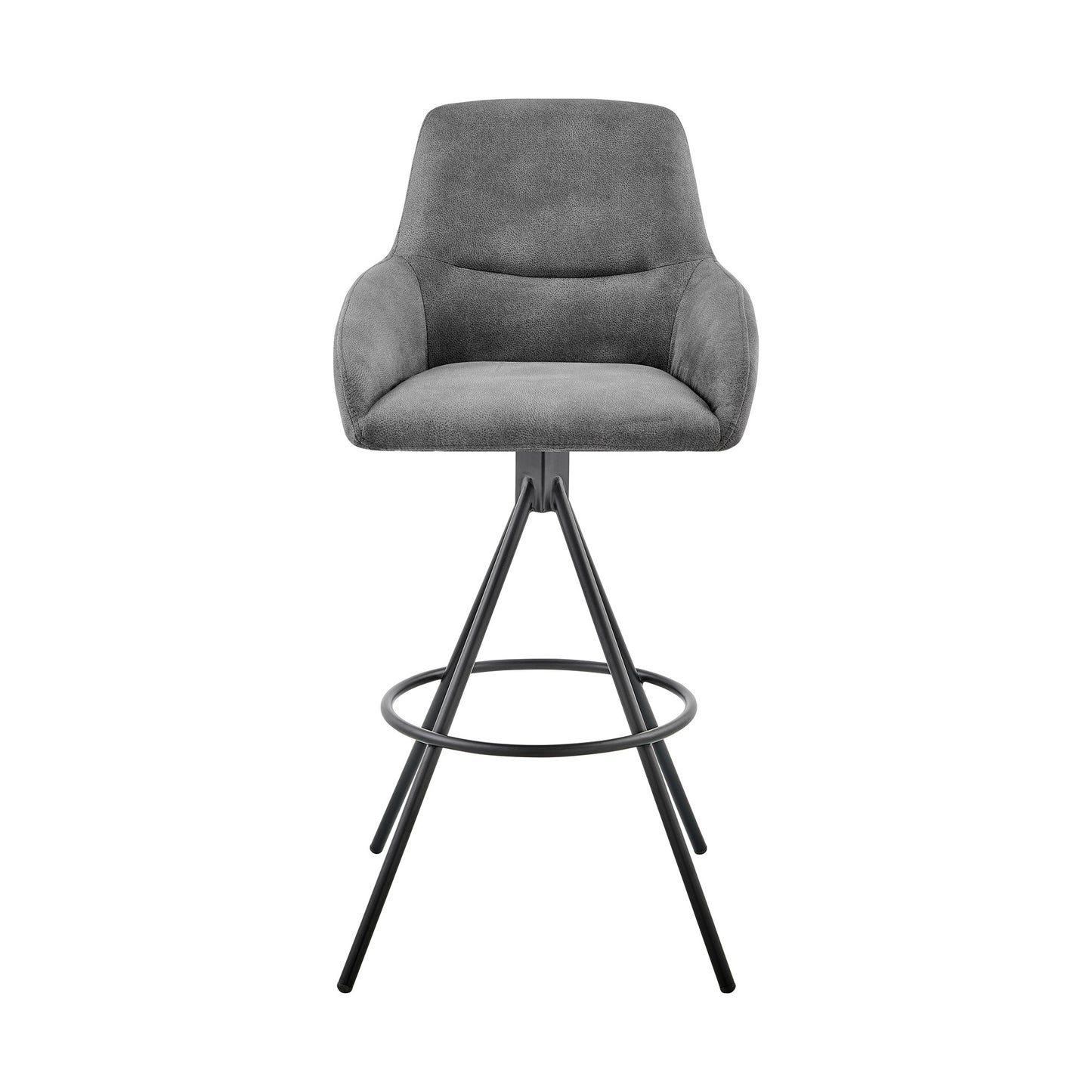 26" Charcoal And Black Iron Counter Height Bar Chair - Homeroots - Flyclothing LLC
