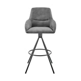 26" Charcoal And Black Iron Counter Height Bar Chair - Homeroots - Flyclothing LLC