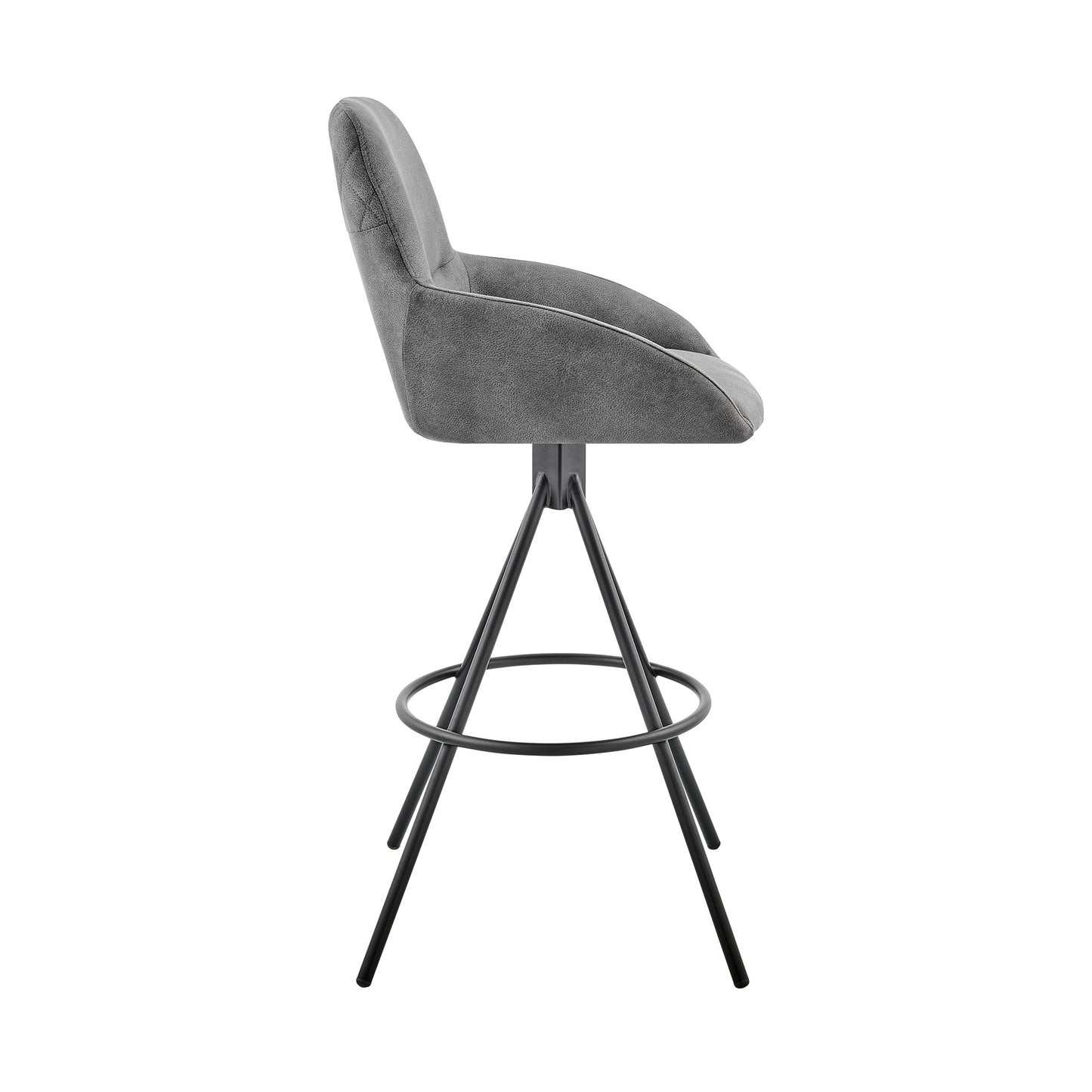 26" Charcoal And Black Iron Counter Height Bar Chair - Homeroots - Flyclothing LLC