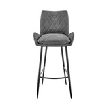 26" Charcoal And Black Iron Counter Height Bar Chair - Homeroots