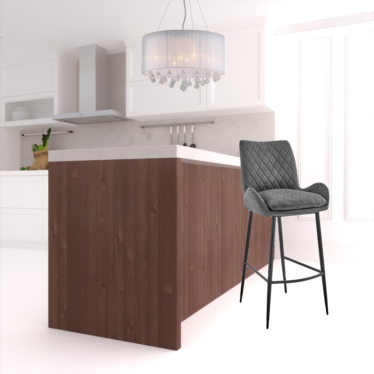 31" Charcoal And Black Iron Bar Height Bar Chair - Homeroots - Flyclothing LLC