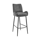 31" Charcoal And Black Iron Bar Height Bar Chair - Homeroots - Flyclothing LLC