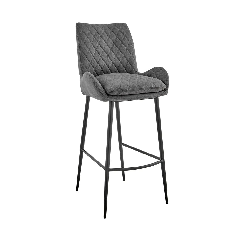 31" Charcoal And Black Iron Bar Height Bar Chair - Homeroots